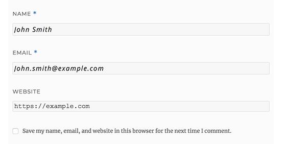 Changing comment form input style Changing comment form input style