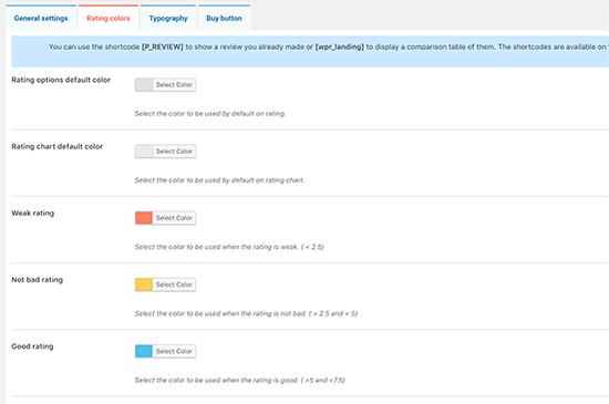 WP Product Review settings WP Product Review settings