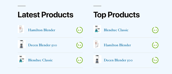 Reviews in sidebar widget Reviews in sidebar widget