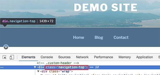 Finding CSS class for navigation menu container Finding CSS class for navigation menu container
