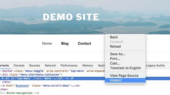 Using inspect tool to look up for CSS classes to modify Using inspect tool to look up for CSS classes to modify