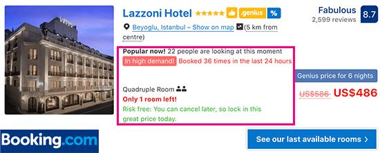 Booking.com using scarcity and urgency Booking.com using scarcity and urgency