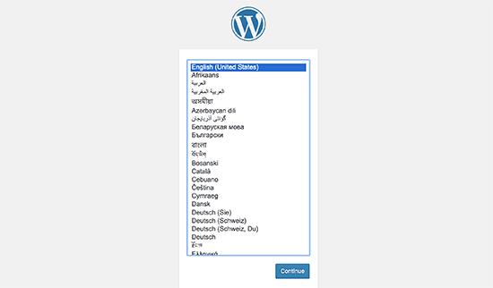 Select WordPress language Select WordPress language