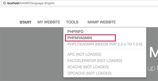 Open phpMyAdmin in MAMP Open phpMyAdmin in MAMP