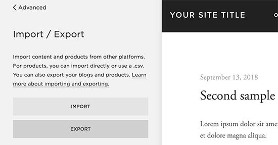 Export Squarespace Export Squarespace