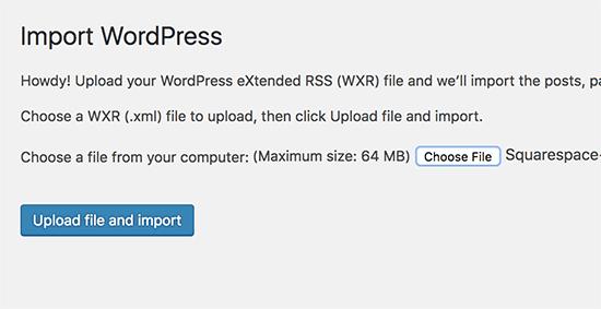 Upload export file Upload export file