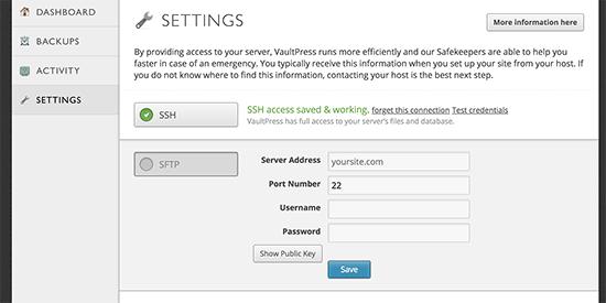Give VaultPress access to your server Give VaultPress access to your server