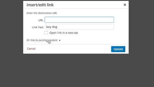 Link to your existing posts and pages in WordPress