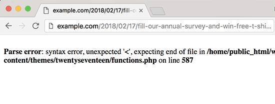 PHP error message
