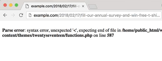 PHP error message PHP error message